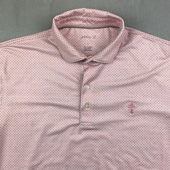 Johnnie-O Mens Shirt Large Pink Sands Judd Polo Prep-Formance Spots Spotted - Picture 2 of 12